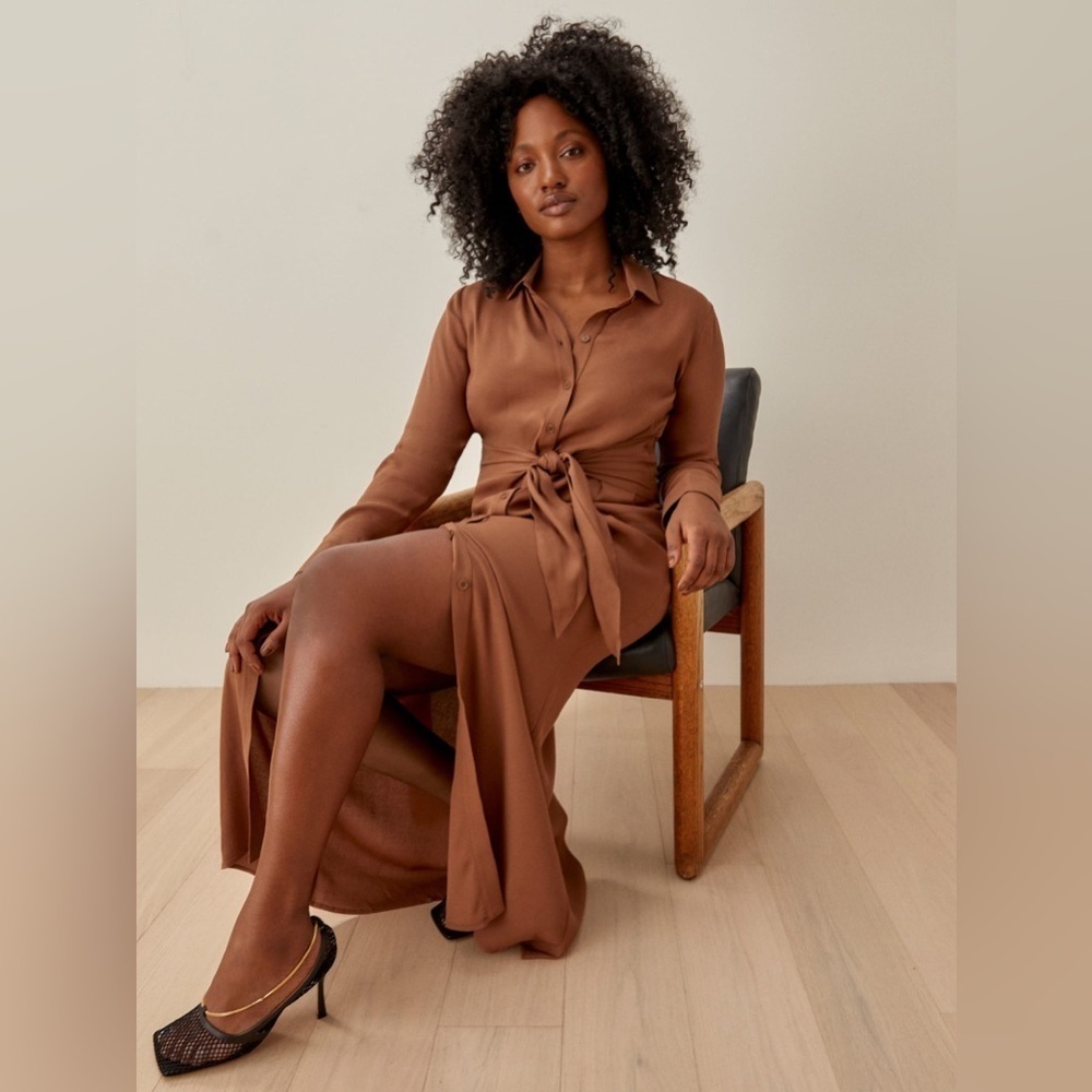 Reformation Robin Long Buttoned Down Dress Sz 4 (Cinnamon)